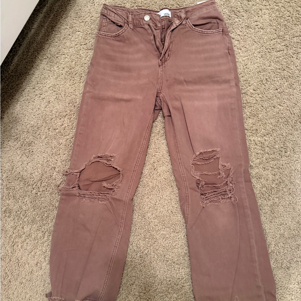 Vervet Distressed Mauve Brown Jeans